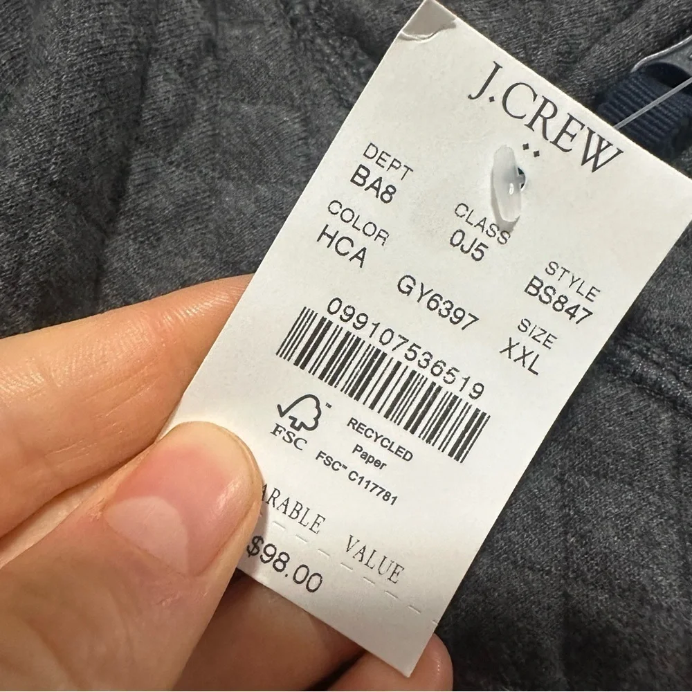 J crew heather carbon Quilted half-zip